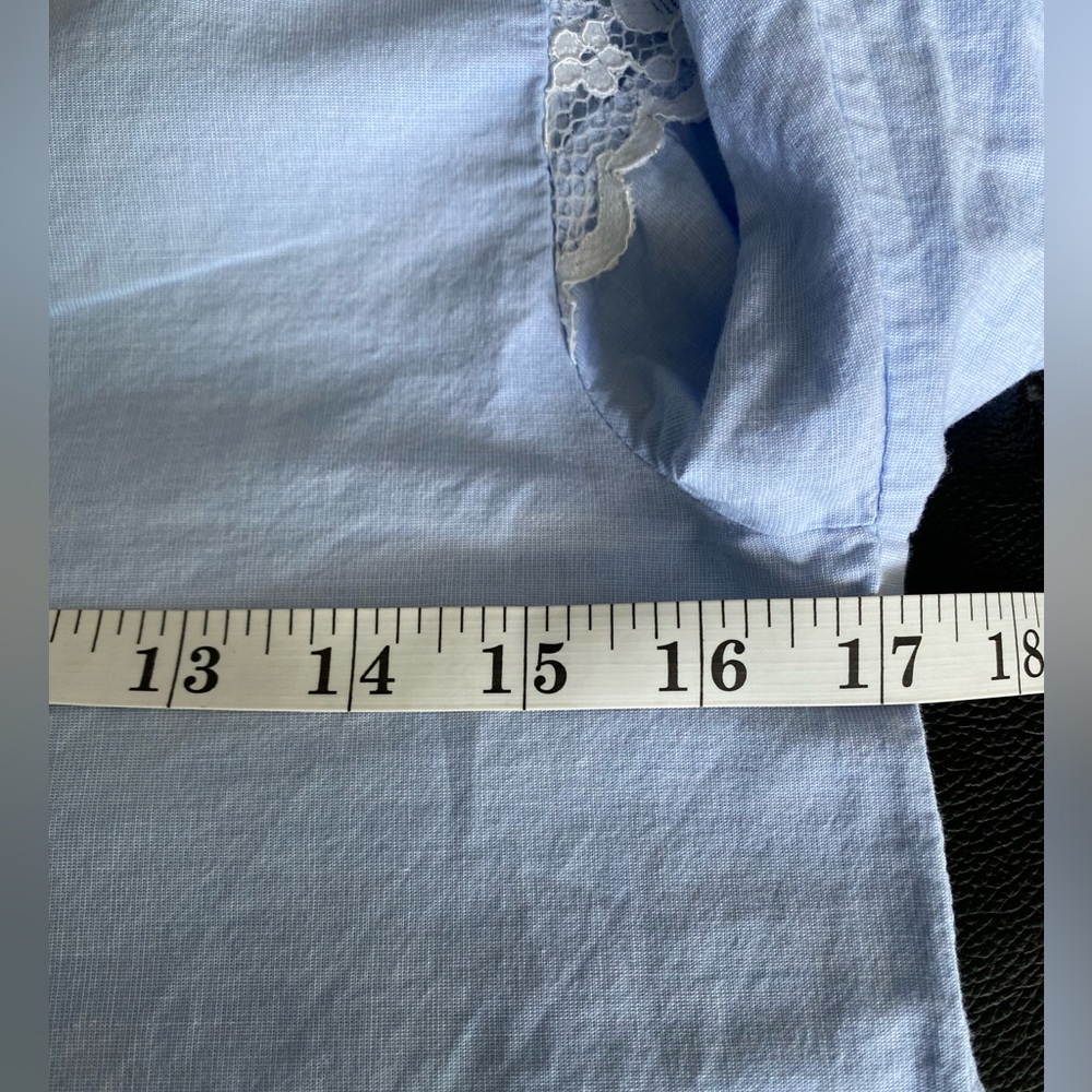 Zara light blue cotton top EUC size S coastal feminine - Picture 8 of 13